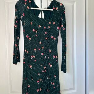 Free People Dark Green Floral Mini Dress